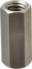 Made in USA - 3/8-16 UNC, 1-1/8" OAL Stainless Steel Standard Coupling Nut - 1/2" Width Across Flats - Exact Tooling