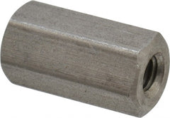 Made in USA - #10-32 UNF, 3/4" OAL Stainless Steel Standard Coupling Nut - 3/8" Width Across Flats - Exact Tooling