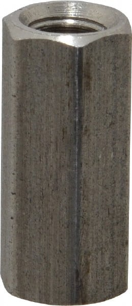 Made in USA - 1/4-28 UNF, 7/8" OAL Stainless Steel Standard Coupling Nut - 3/8" Width Across Flats - Exact Tooling