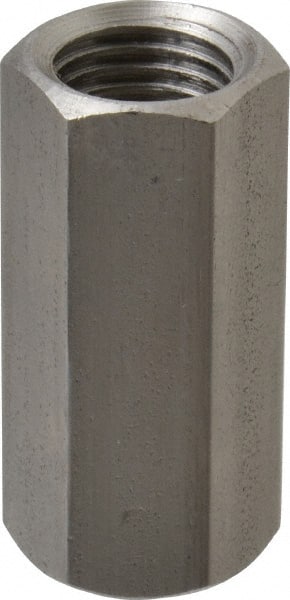 Made in USA - 7/16-20 UNF, 1-1/4" OAL Stainless Steel Standard Coupling Nut - 9/16" Width Across Flats - Exact Tooling