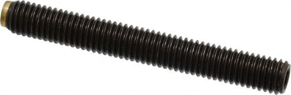 J.W. Winco - M8x1.25 Metric Coarse, 63mm Length of Thread, Soft Tip Point Set Screw - Grade 5.8 Steel, 4mm Key - Exact Tooling