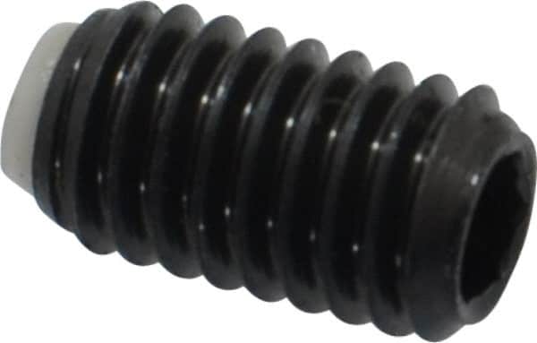 J.W. Winco - M6x1.00 Metric Coarse, 10mm Length of Thread, Soft Tip Point Set Screw - Grade 5.8 Steel, 3mm Key - Exact Tooling