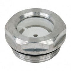 J.W. Winco - G 1 Thread, 36mm Distance Across Flats, Aluminum Oil Level Sight Glasses - 40mm Flange Diameter, 8.5mm Head Height, 11mm Length Under Head - Exact Tooling