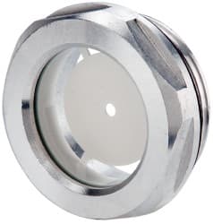 J.W. Winco - G 1-1/4 Thread, 40mm Distance Across Flats, Aluminum Oil Level Sight Glasses - 50mm Flange Diameter, 9mm Head Height, 12mm Length Under Head - Exact Tooling