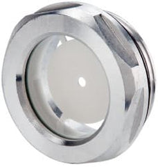 J.W. Winco - G 1-1/4 Thread, 40mm Distance Across Flats, Aluminum Oil Level Sight Glasses - 50mm Flange Diameter, 9mm Head Height, 12mm Length Under Head - Exact Tooling