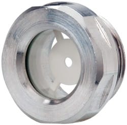 J.W. Winco - G 3/4 Thread, 30mm Distance Across Flats, Aluminum Oil Level Sight Glasses - 32mm Flange Diameter, 8mm Head Height, 9mm Length Under Head - Exact Tooling