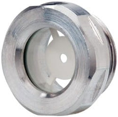 J.W. Winco - G 3/4 Thread, 30mm Distance Across Flats, Aluminum Oil Level Sight Glasses - 32mm Flange Diameter, 8mm Head Height, 9mm Length Under Head - Exact Tooling