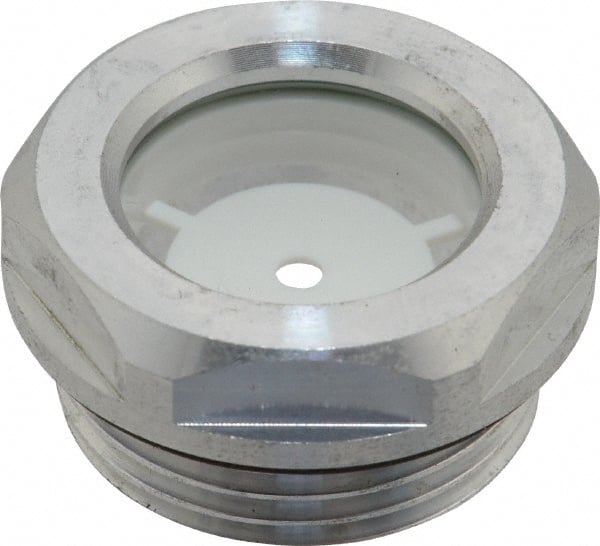 J.W. Winco - G 1 Thread, 36mm Distance Across Flats, Aluminum Oil Level Sight Glasses - 40mm Flange Diameter, 8.5mm Head Height, 11mm Length Under Head - Exact Tooling