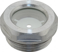 J.W. Winco - G 1 Thread, 36mm Distance Across Flats, Aluminum Oil Level Sight Glasses - 40mm Flange Diameter, 8.5mm Head Height, 11mm Length Under Head - Exact Tooling