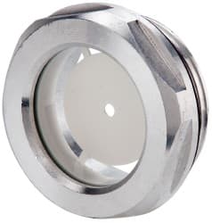 J.W. Winco - G 1-1/4 Thread, 40mm Distance Across Flats, Aluminum Oil Level Sight Glasses - 50mm Flange Diameter, 9mm Head Height, 12mm Length Under Head - Exact Tooling