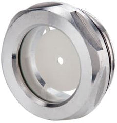 J.W. Winco - G 1-1/4 Thread, 40mm Distance Across Flats, Aluminum Oil Level Sight Glasses - 50mm Flange Diameter, 9mm Head Height, 12mm Length Under Head - Exact Tooling