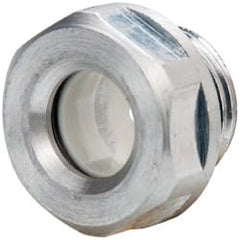 J.W. Winco - M16x1.5 Thread, 20mm Distance Across Flats, Aluminum Oil Level Sight Glasses - 22mm Flange Diameter, 7.5mm Head Height, 8mm Length Under Head - Exact Tooling