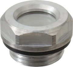 J.W. Winco - M20x1.5 Thread, 23mm Distance Across Flats, Aluminum Oil Level Sight Glasses - 26mm Flange Diameter, 7.5mm Head Height, 8.5mm Length Under Head - Exact Tooling