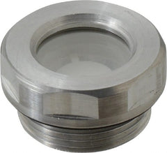 J.W. Winco - M26x1.5 Thread, 30mm Distance Across Flats, Aluminum Oil Level Sight Glasses - 32mm Flange Diameter, 8mm Head Height, 9mm Length Under Head - Exact Tooling
