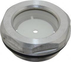 J.W. Winco - M40x1.5 Thread, 46mm Distance Across Flats, Aluminum Oil Level Sight Glasses - 50mm Flange Diameter, 9mm Head Height, 12mm Length Under Head - Exact Tooling
