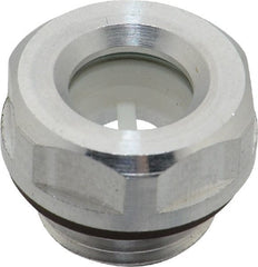 J.W. Winco - M16x1.5 Thread, 20mm Distance Across Flats, Aluminum Oil Level Sight Glasses - 22mm Flange Diameter, 7.5mm Head Height, 8mm Length Under Head - Exact Tooling