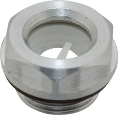J.W. Winco - M20x1.5 Thread, 23mm Distance Across Flats, Aluminum Oil Level Sight Glasses - 26mm Flange Diameter, 7.5mm Head Height, 8.5mm Length Under Head - Exact Tooling