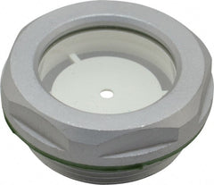 J.W. Winco - M40x1.5 Thread, 46mm Distance Across Flats, Aluminum Oil Level Sight Glasses - 50mm Flange Diameter, 9mm Head Height, 12mm Length Under Head - Exact Tooling