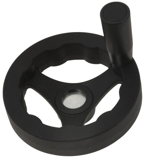 J.W. Winco - 160mm, Handwheel with Revolving Handle - 32mm Hub, Plastic, Plain Finish - Exact Tooling