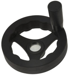 J.W. Winco - 160mm, Handwheel with Revolving Handle - 32mm Hub, Plastic, Plain Finish - Exact Tooling