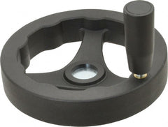 J.W. Winco - 125mm, Handwheel with Revolving Handle - 24mm Hub, Plastic, Plain Finish - Exact Tooling