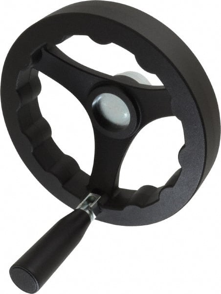 J.W. Winco - 160mm, Handwheel with Retractable Handle - 32mm Hub, Plastic, Plain Finish - Exact Tooling