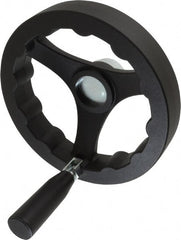 J.W. Winco - 160mm, Handwheel with Retractable Handle - 32mm Hub, Plastic, Plain Finish - Exact Tooling