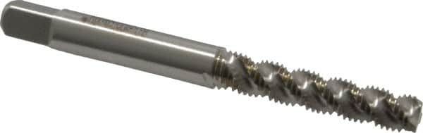 Heli-Coil - #10-32 UNF, 3 Flute, Bottoming Chamfer, Bright Finish, High Speed Steel Spiral Flute STI Tap - Right Hand Flute, 2-1/2" OAL, 0.255" Shank Diam, 1" Thread Length, 3B Class of Fit - Exact Tooling