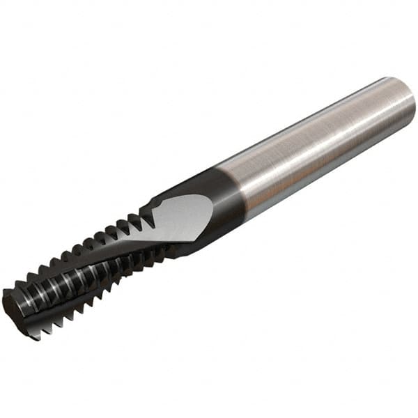 Iscar - 7/16-28 UNEF, 1/4" Cutting Diam, 3 Flute, Solid Carbide Helical Flute Thread Mill - Internal Thread, 0.56" LOC, 2-1/2" OAL, 1/4" Shank Diam - Exact Tooling