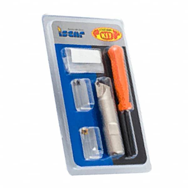 Iscar - 45° Lead Angle, 37/64" Min Cut Diam, Indexable Chamfer and Angle End Mill - 2 Inserts, SOMT 060204-HQ Insert Style, Straight Shank - Exact Tooling