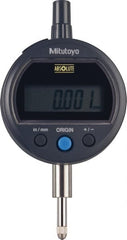 Mitutoyo - 0 to 12.7mm Range, 0.00005" Graduation, Electronic Drop Indicator - Flat Back, Accurate to 0.0001", English & Metric System, LCD Display - Exact Tooling