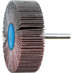PFERD - 3" Diam x 1" Face Width, Aluminum Oxide Coated Mounted Flap Wheel - 1/4" Shank Mount, 120 Grit, 20,000 Max RPM - Exact Tooling