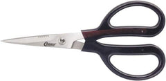 Clauss - 4" LOC, 7" OAL Stainless Steel Trimmers - Serrated, Plastic Coated Handle, For Paper, Fabric - Exact Tooling