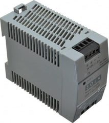 Sola/Hevi-Duty - 100 Watt, 1.30 Amp, 264 VAC, 375 VDC Input, 24 to 28 VDC Output, DIN Rail Power Supply - Screw Terminal Connection, 1 Output, 1.77 Inch Wide x 3.58 Inch Deep x 2.95 Inch High, Up to 83% Efficiency, 14 to 140°F, Green LED Display - Exact Tooling