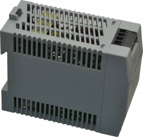 Sola/Hevi-Duty - 100 Watt, 2.10 Amp, 264 VAC, 375 VDC Input, 24 to 28 VDC Output, DIN Rail Power Supply - Screw Terminal Connection, 1 Output, 1.77 Inch Wide x 3.58 Inch Deep x 2.95 Inch High, Up to 86% Efficiency, 14 to 140°F, Green LED Display - Exact Tooling