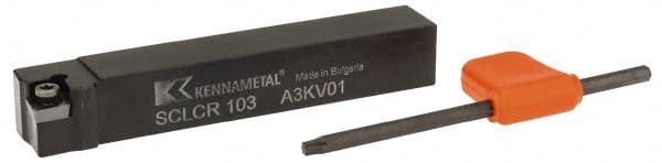 Kennametal - SCLC, Right Hand Cut, 5° Lead Angle, 5/8" Shank Height x 5/8" Shank Width, Neutral Rake Indexable Turning Toolholder - 4" OAL, CC..32.5. Insert Compatibility, Series Screw-On - Exact Tooling