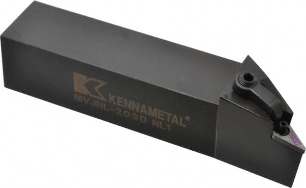 Kennametal - MVJN, Left Hand Cut, 3° Lead Angle, 1-1/4" Shank Height x 1-1/4" Shank Width, Negative Rake Indexable Turning Toolholder - 6" OAL, VN..33. Insert Compatibility, Series Kenloc - Exact Tooling
