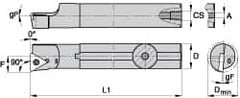Kennametal - 21.39mm Min Bore Diam, 254mm OAL, 5/8" Shank Diam, A-SCLP-D Indexable Boring Bar - CP.. Insert, Screw Holding Method - Exact Tooling
