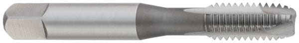 OSG - 7/16-14 UNC, 3 Flute, Bright Finish, High Speed Steel Spiral Point Tap - Plug Chamfer, Right Hand Thread, 3-5/32" OAL, 1-7/16" Thread Length, 0.323" Shank Diam - Exact Tooling