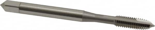 OSG - #10-32 UNF, 2 Flute, Bright Finish, High Speed Steel Spiral Point Tap - Plug Chamfer, Right Hand Thread, 2-3/8" OAL, 7/8" Thread Length, 0.194" Shank Diam, Series 105 - Exact Tooling