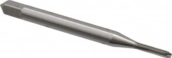 OSG - #0-80 UNF, 2 Flute, Bright Finish, High Speed Steel Spiral Point Tap - Bottoming Chamfer, Right Hand Thread, 1-5/8" OAL, 5/16" Thread Length, 0.141" Shank Diam, 2B Class of Fit, Series 105B - Exact Tooling