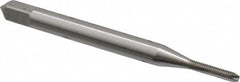 OSG - #0-80 UNF, 2 Flute, Bright Finish, High Speed Steel Spiral Point Tap - Bottoming Chamfer, Right Hand Thread, 1-5/8" OAL, 5/16" Thread Length, 0.141" Shank Diam, 2B Class of Fit, Series 105B - Exact Tooling