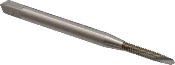 OSG - #2-56 UNC, 2 Flute, Bright Finish, High Speed Steel Spiral Point Tap - Plug Chamfer, Right Hand Thread, 1-3/4" OAL, 7/16" Thread Length, 0.141" Shank Diam, 2B Class of Fit, Series 105 - Exact Tooling