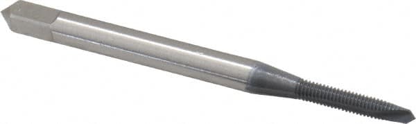 OSG - #2-64 UNF, 2 Flute, Bright Finish, High Speed Steel Spiral Point Tap - Plug Chamfer, Right Hand Thread, 1-3/4" OAL, 7/16" Thread Length, 0.141" Shank Diam, 2B Class of Fit, Series 105 - Exact Tooling