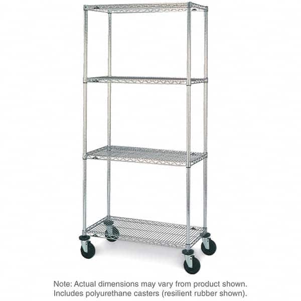 Metro - 600 Lb Capacity 4 Shelf Mobile Wire Shelving Unit - Add-On Unit - Exact Tooling