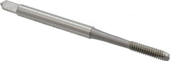 OSG - #6-40 UNF, 2 Flute, Bright Finish, High Speed Steel Spiral Point Tap - Bottoming Chamfer, Right Hand Thread, 2" OAL, 11/16" Thread Length, 0.141" Shank Diam, 2B/3B Class of Fit, Series 105B - Exact Tooling