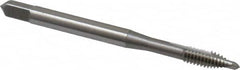 OSG - #8-32 UNC, 2 Flute, Bright Finish, High Speed Steel Spiral Point Tap - Plug Chamfer, Right Hand Thread, 2-1/8" OAL, 3/4" Thread Length, 0.168" Shank Diam, 3B Class of Fit, Series 105 - Exact Tooling
