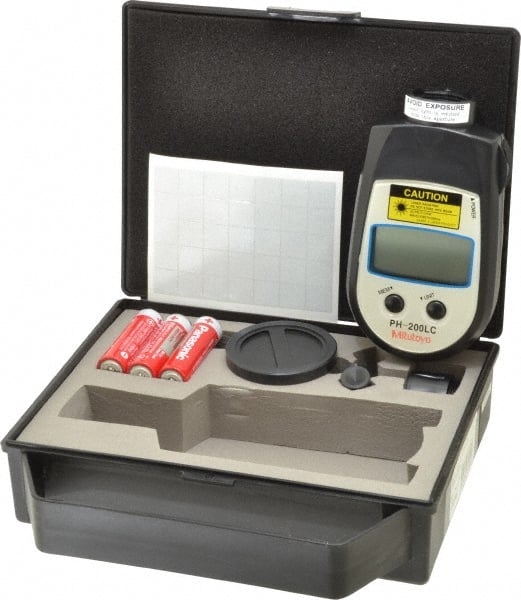 Mitutoyo - Accurate up to 0.006 +/- 0.5% Digit (600 to 99,999 RPM) and 0.4 +/- 1% Digit (600 to 99,999 RPM), Contact and Noncontact Tachometer - Exact Tooling