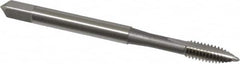 OSG - #8-32 UNC, 2 Flute, Bright Finish, High Speed Steel Spiral Point Tap - Plug Chamfer, Right Hand Thread, 2-1/8" OAL, 3/4" Thread Length, 0.168" Shank Diam, 2B Class of Fit, Series 105 - Exact Tooling