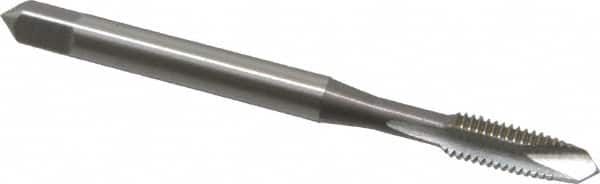 OSG - #10-32 UNF, 2 Flute, Bright Finish, High Speed Steel Spiral Point Tap - Plug Chamfer, Right Hand Thread, 2-3/8" OAL, 7/8" Thread Length, 0.194" Shank Diam, 2B Class of Fit, Series 105 - Exact Tooling